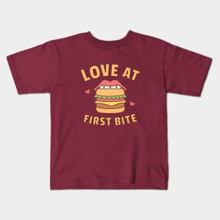 Love At First Bite Burger Doodle Kids T-Shirt